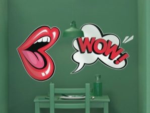 Χείλη, wow, Κόμικς, Αυτοκόλλητα τοίχου, 100 x 50 εκ.