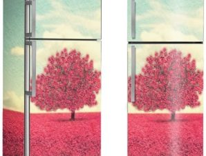 Δέντρο σε ροζ χωράφι, Vintage, Αυτοκόλλητα ψυγείου, 50 x 85 εκ.