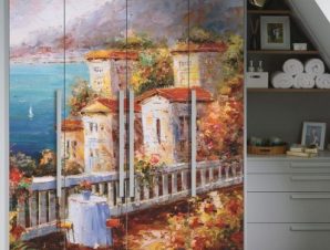 Ελαιογραφία, Θέα στη θάλασσα, Ελλάδα, Αυτοκόλλητα ντουλάπας, 100 x 100 εκ.
