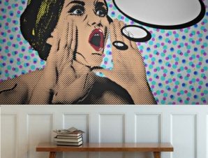 Pop art γυναίκα φωνάζει, Κόμικς, Ταπετσαρίες Τοίχου, 100 x 100 εκ.